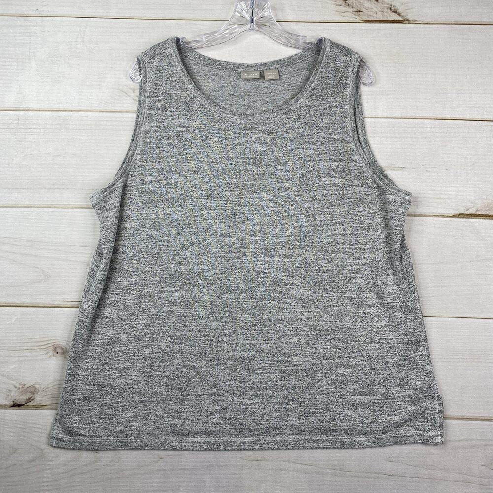 Chico's Tank Top Sz 3 16/18 Womens Gray Knit Terry Cloth Stretch Pullover Top